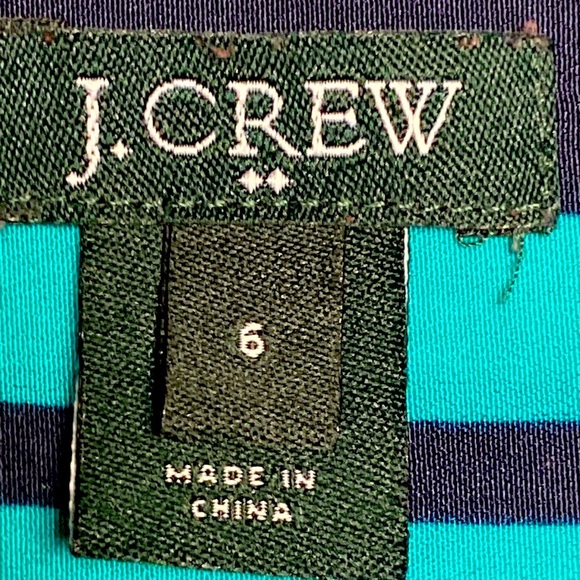 J. CREW Sleeveless Popover Sleeveless Striped Navy Teal Blouse Size 6 - Picture 6 of 8